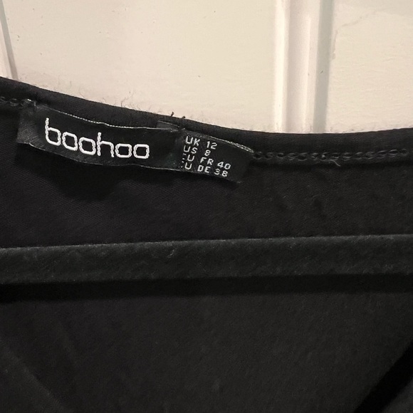 Boohoo size 12 Black mock wrap short Sleeve Dress - Picture 2 of 6